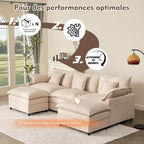 Canapé d'angle modulable 5 places LITBIRD tissu chenille