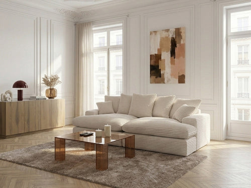 Canapé 3 places causeuse avec assise profonde NEVADA gros côtelé doux