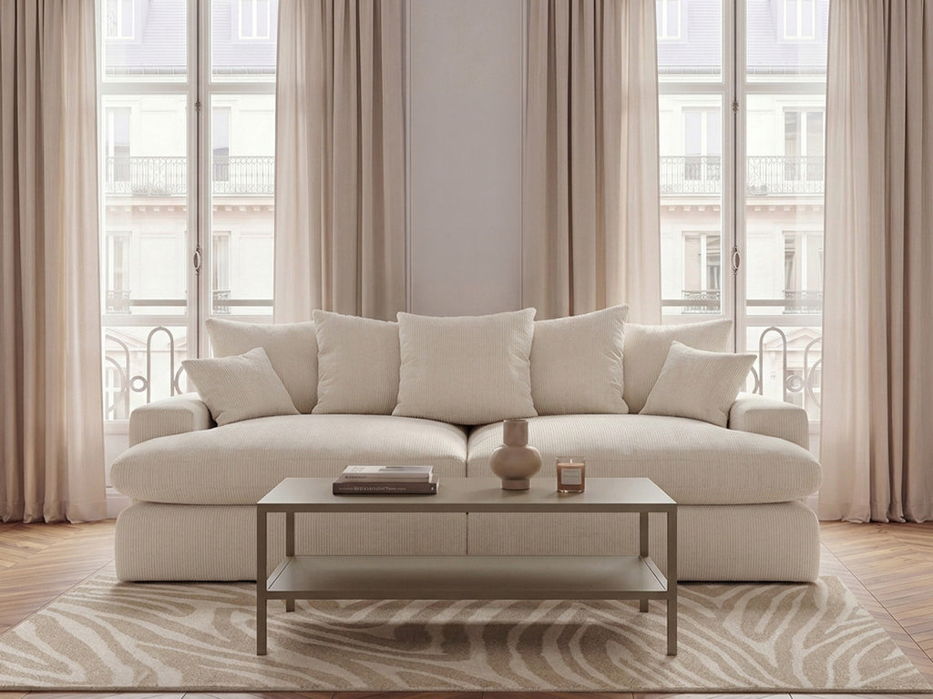 Canapé 3 places causeuse avec assise profonde NEVADA tissu lisse