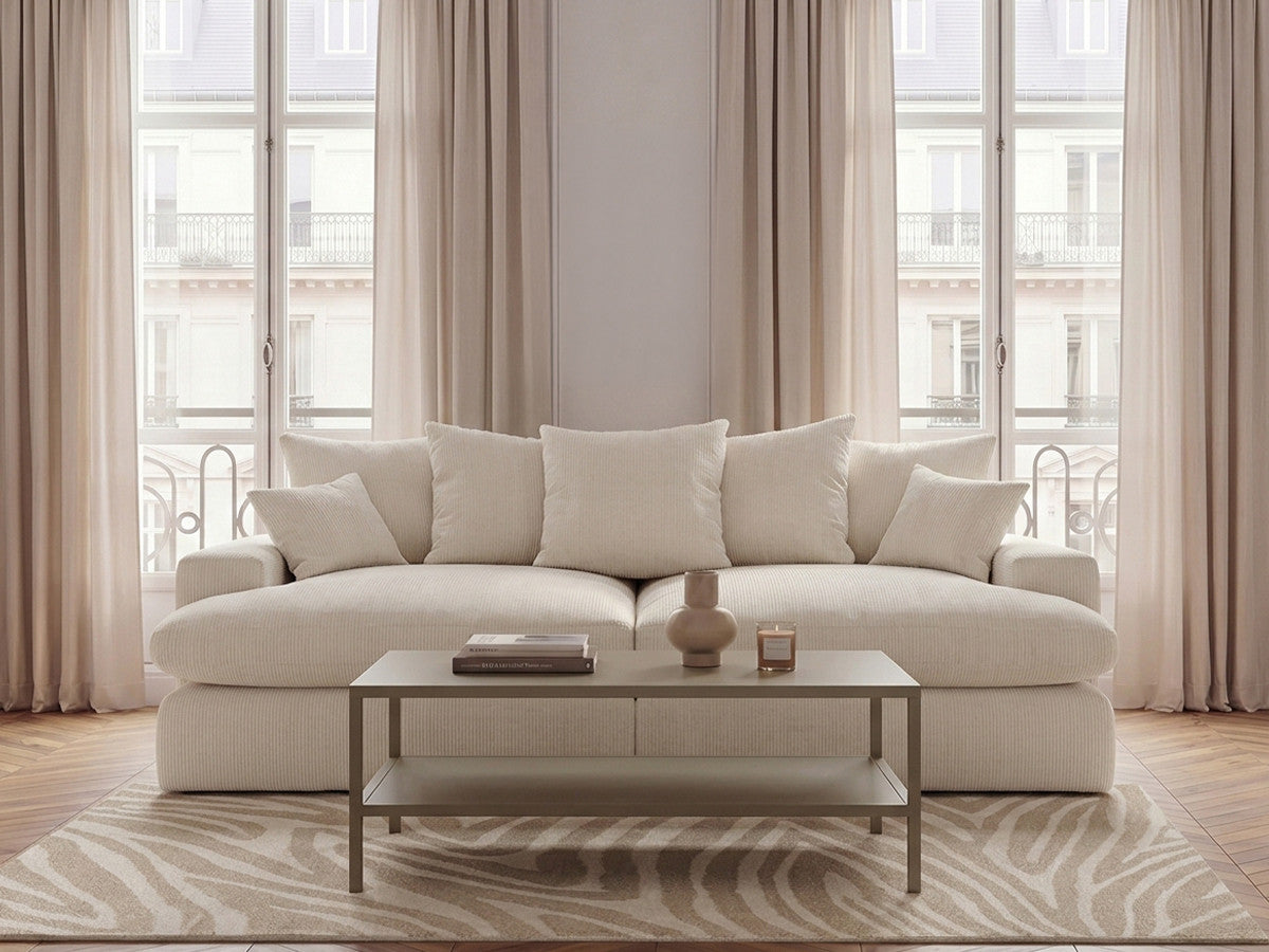 Canapé 3 places causeuse avec assise profonde NEVADA tissu lisse