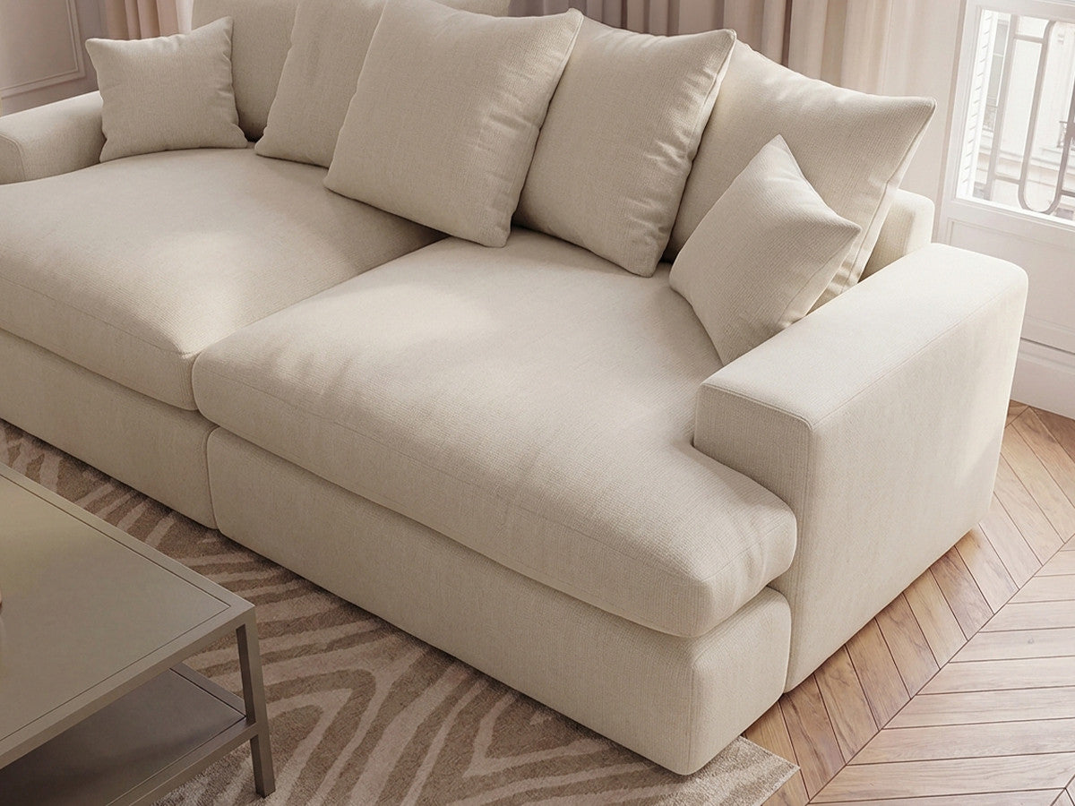 Canapé 3 places causeuse avec assise profonde NEVADA tissu lisse
