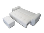 Canapé 3 places convertible ROXELANE tissu chiné avec pouf