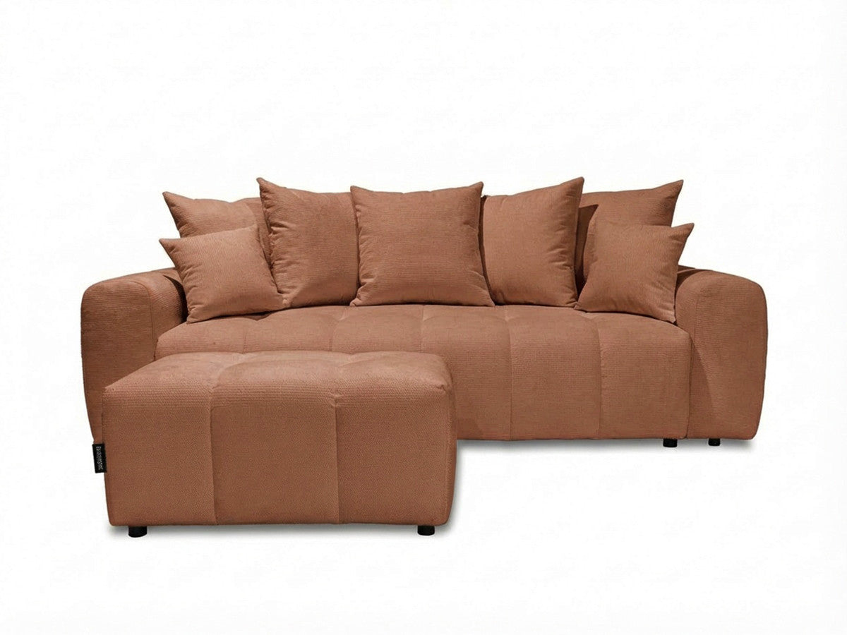 Canapé 3 places convertible ROXELANE tissu chiné avec pouf