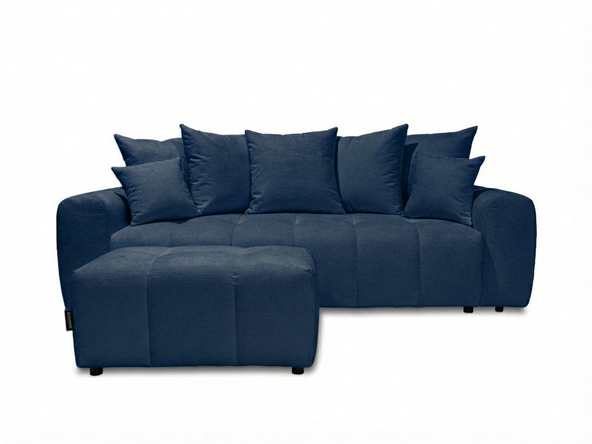 Canapé 3 places convertible ROXELANE tissu chiné avec pouf