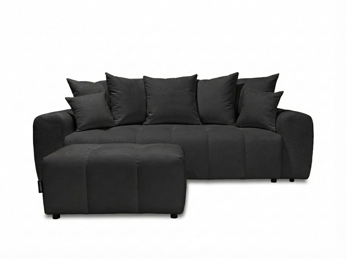 Canapé 3 places convertible ROXELANE tissu chiné avec pouf