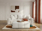 Canapé 3 places convertible ROXELANE tissu chiné avec pouf