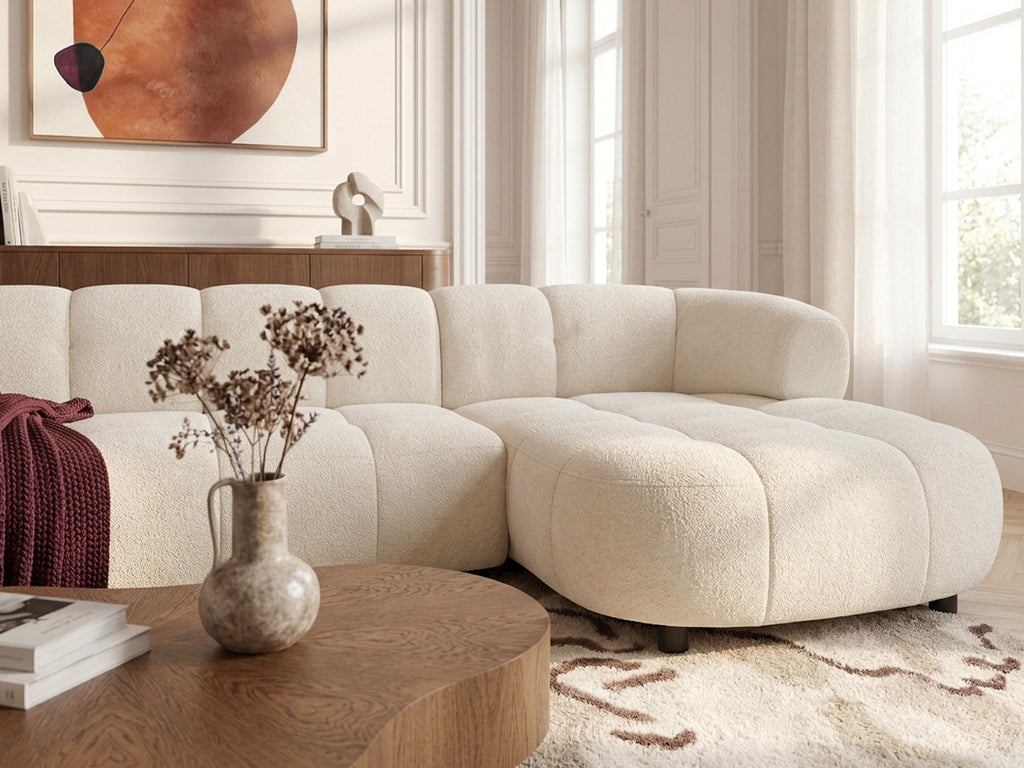 Canapé d'angle convertible avance-recule électrique LOVELY tissu lisse