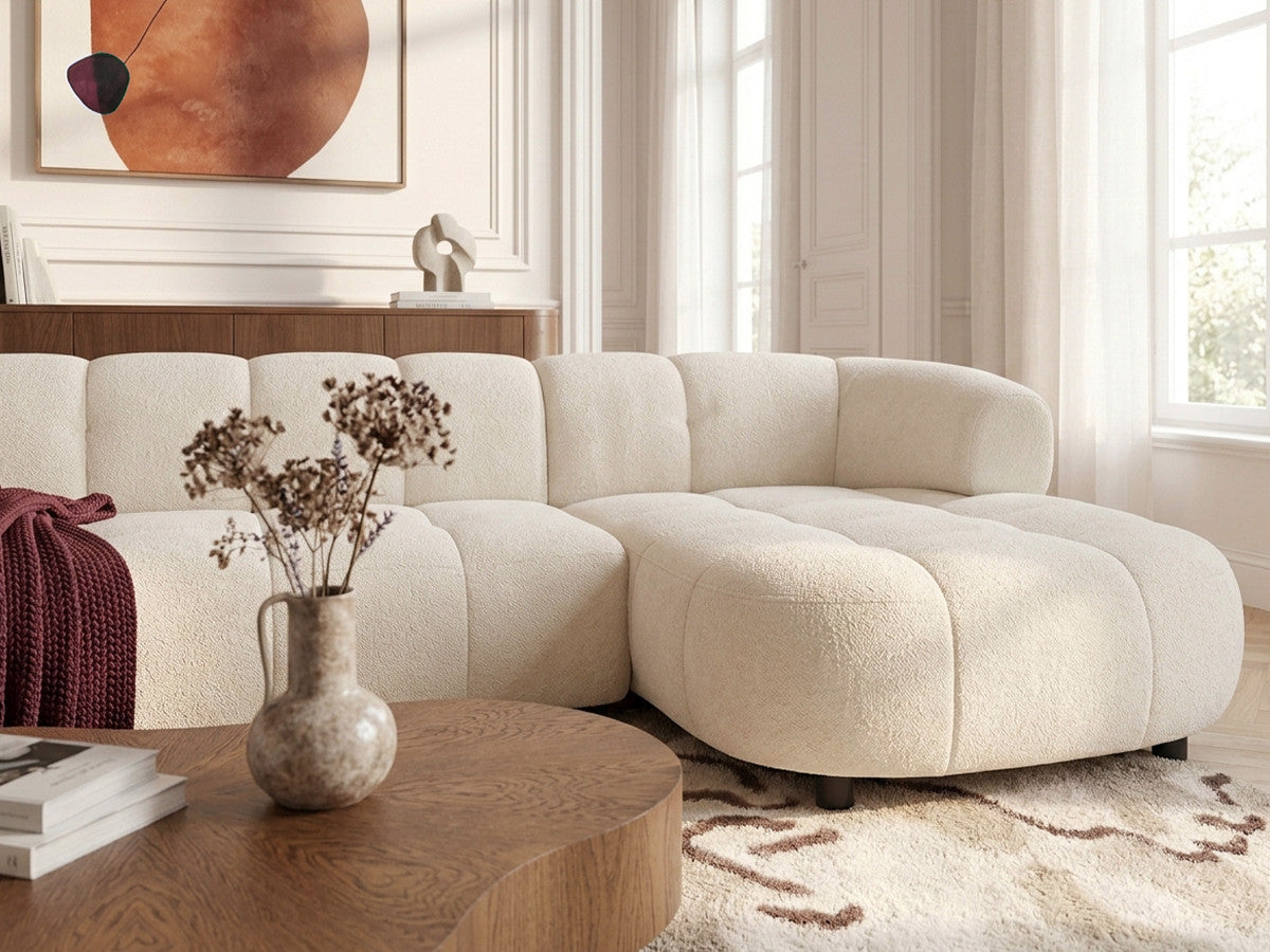 Canapé d'angle convertible avance-recule électrique LOVELY tissu lisse