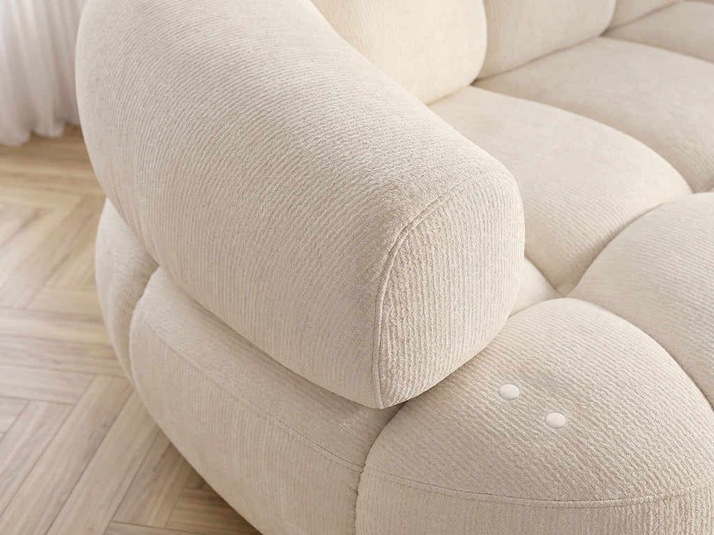 Canapé d'angle convertible avance-recule électrique LOVELY tissu lisse