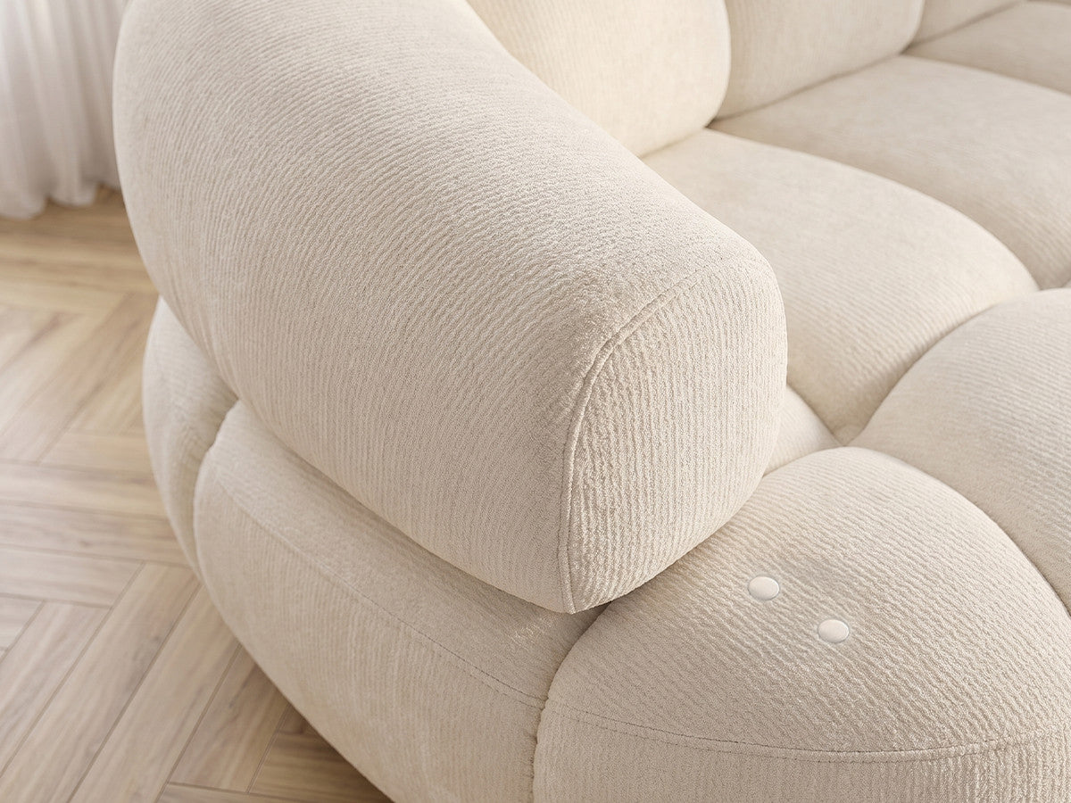 Canapé d'angle convertible avance-recule électrique LOVELY tissu lisse