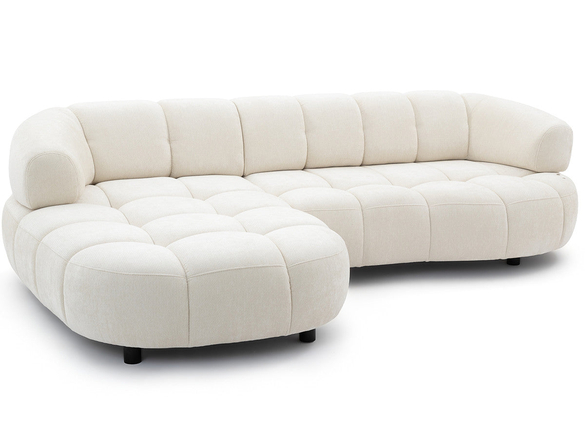 Canapé d'angle convertible avance-recule électrique LOVELY tissu lisse