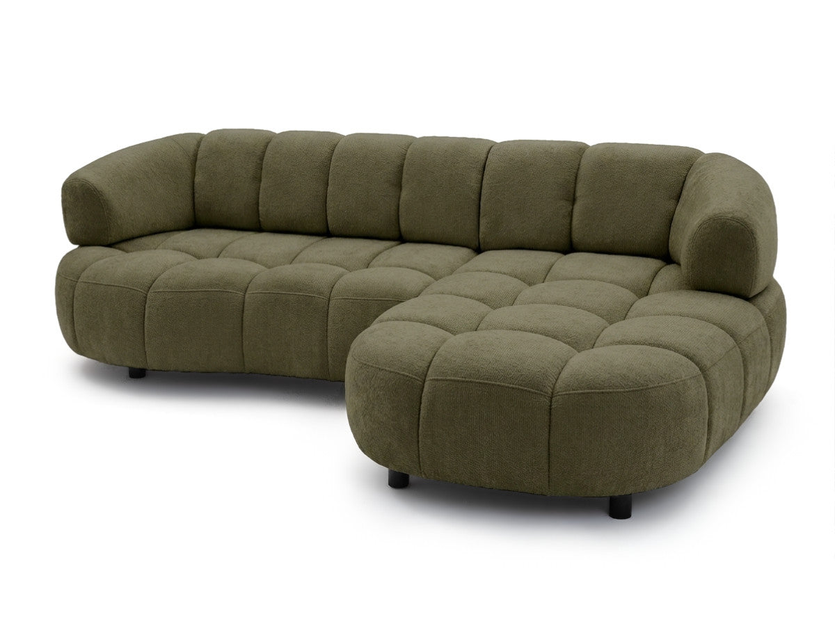 Canapé d'angle convertible avance-recule électrique LOVELY tissu lisse