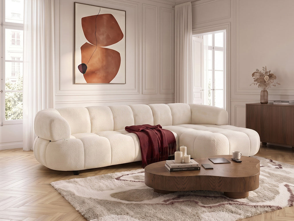 Canapé d'angle convertible avance-recule électrique LOVELY tissu lisse