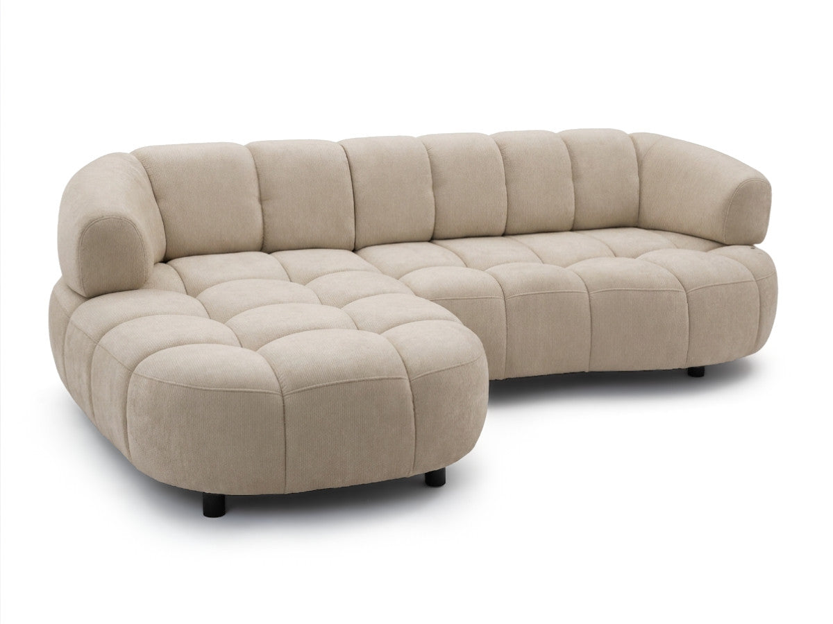 Canapé d'angle convertible avance-recule électrique LOVELY tissu lisse
