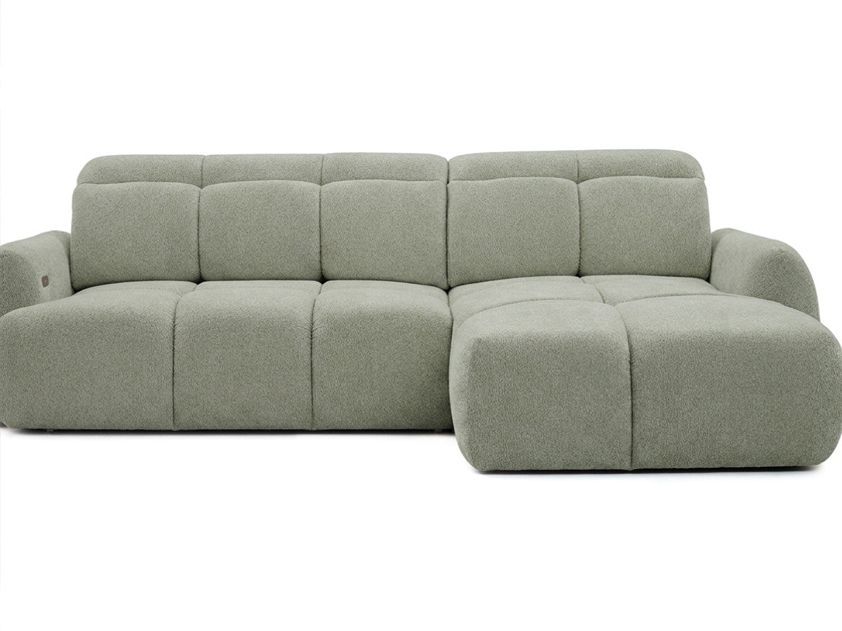 Canapé d'angle convertible avance-recule électrique RUBY tissu chenille