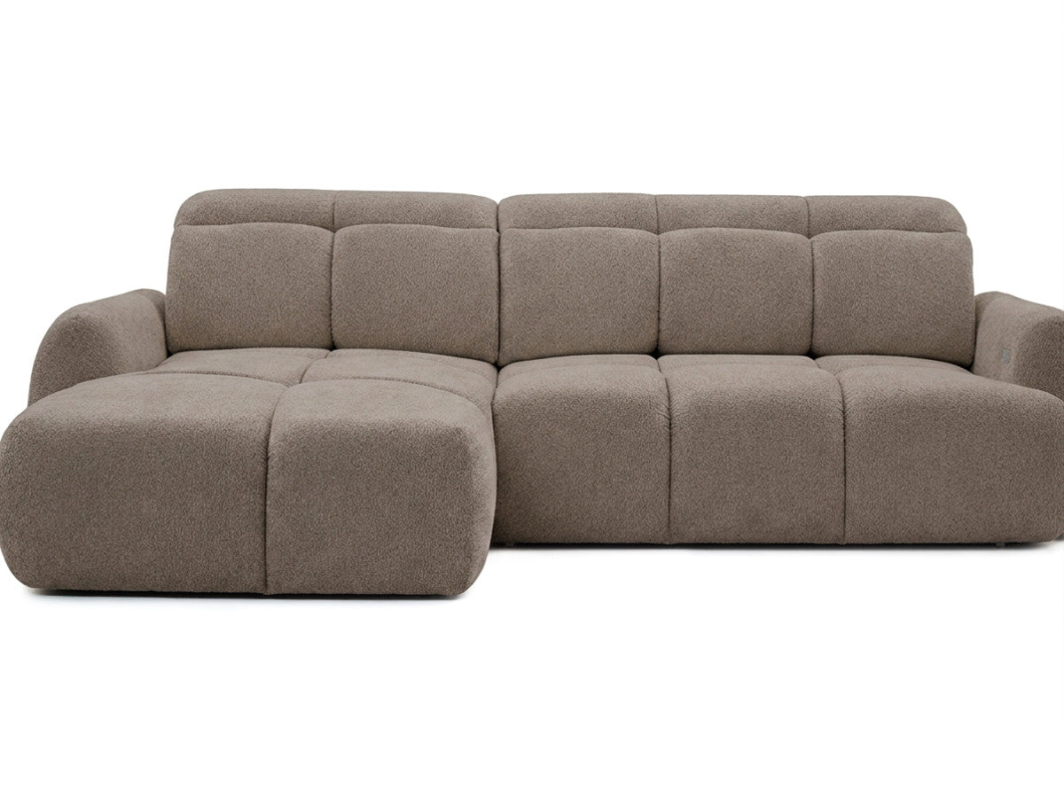 Canapé d'angle convertible avance-recule électrique RUBY tissu chenille
