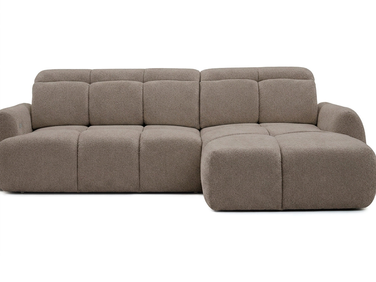 Canapé d'angle convertible avance-recule électrique RUBY tissu chenille