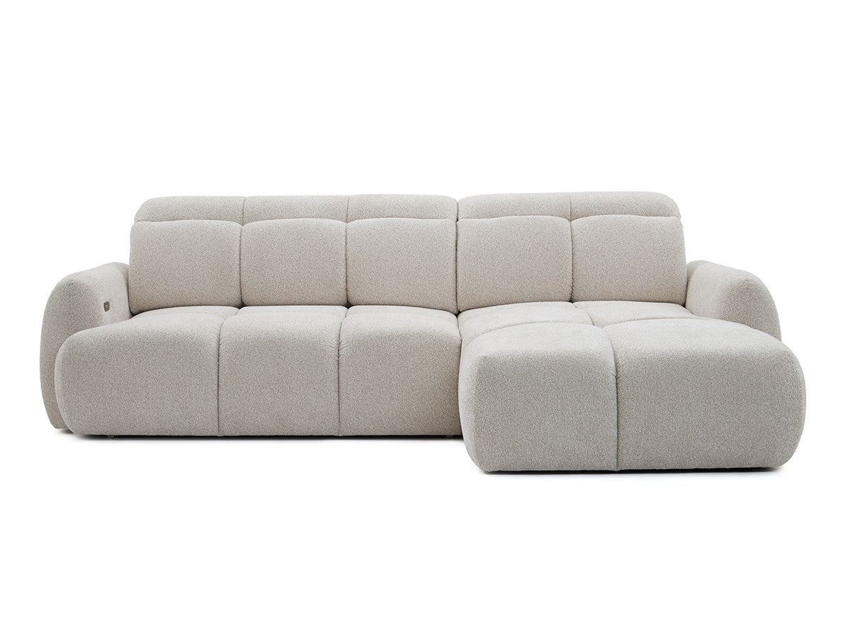 Canapé d'angle convertible avance-recule électrique RUBY tissu chenille