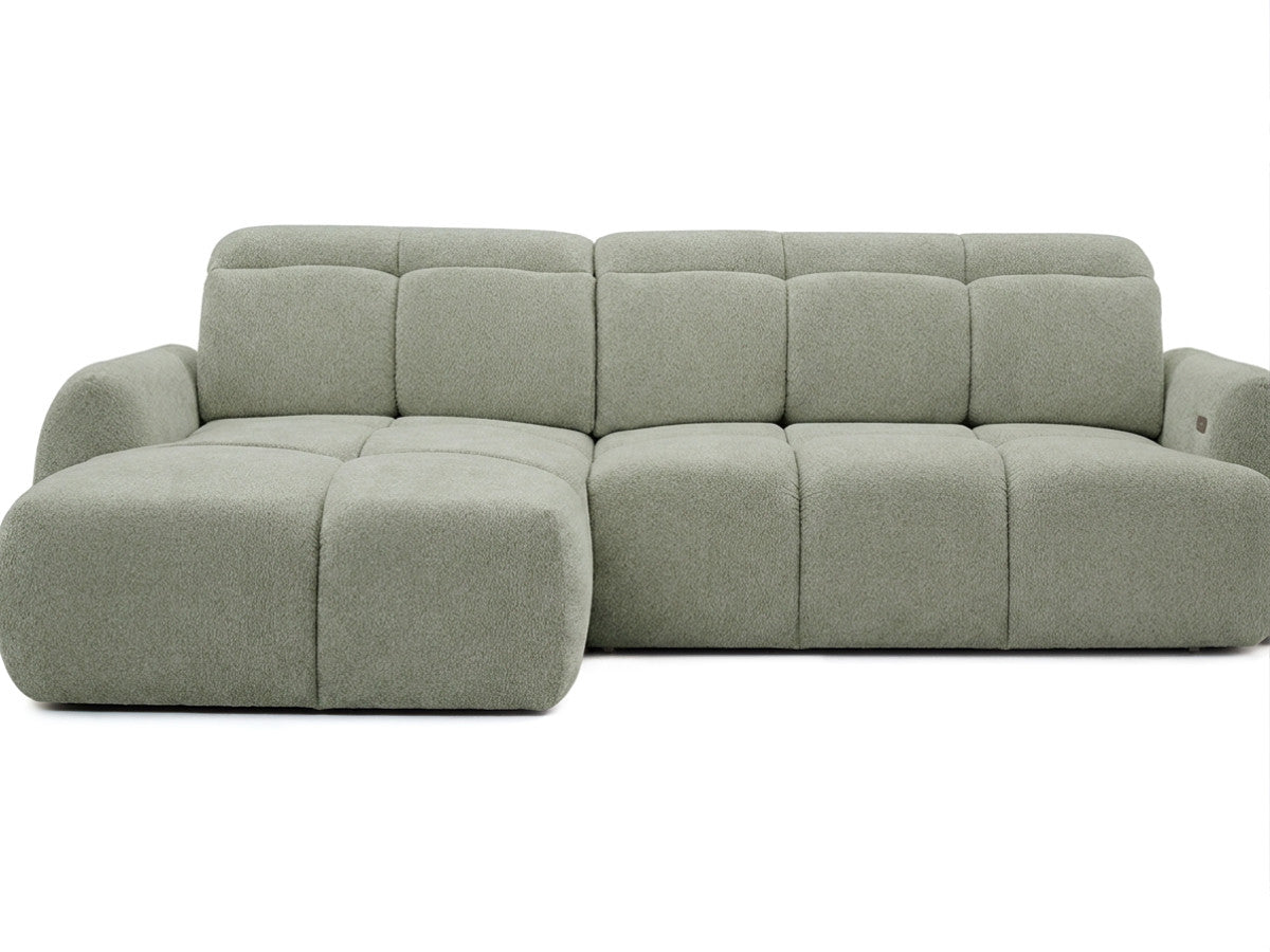 Canapé d'angle convertible avance-recule électrique RUBY tissu chenille