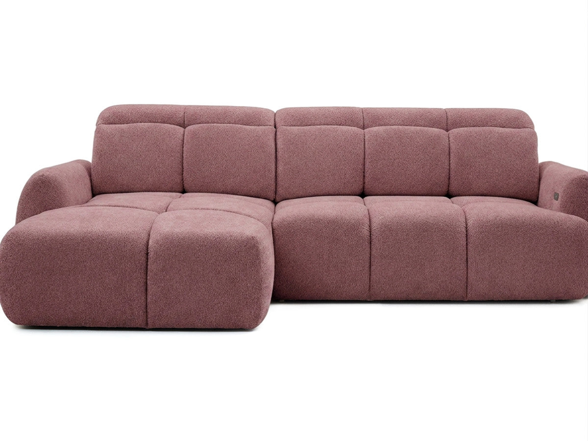 Canapé d'angle convertible avance-recule électrique RUBY tissu chenille