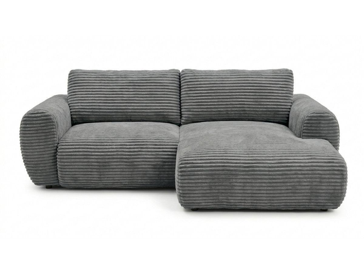 Canapé d'angle compact convertible coffre LUCIEN gros côtelé doux