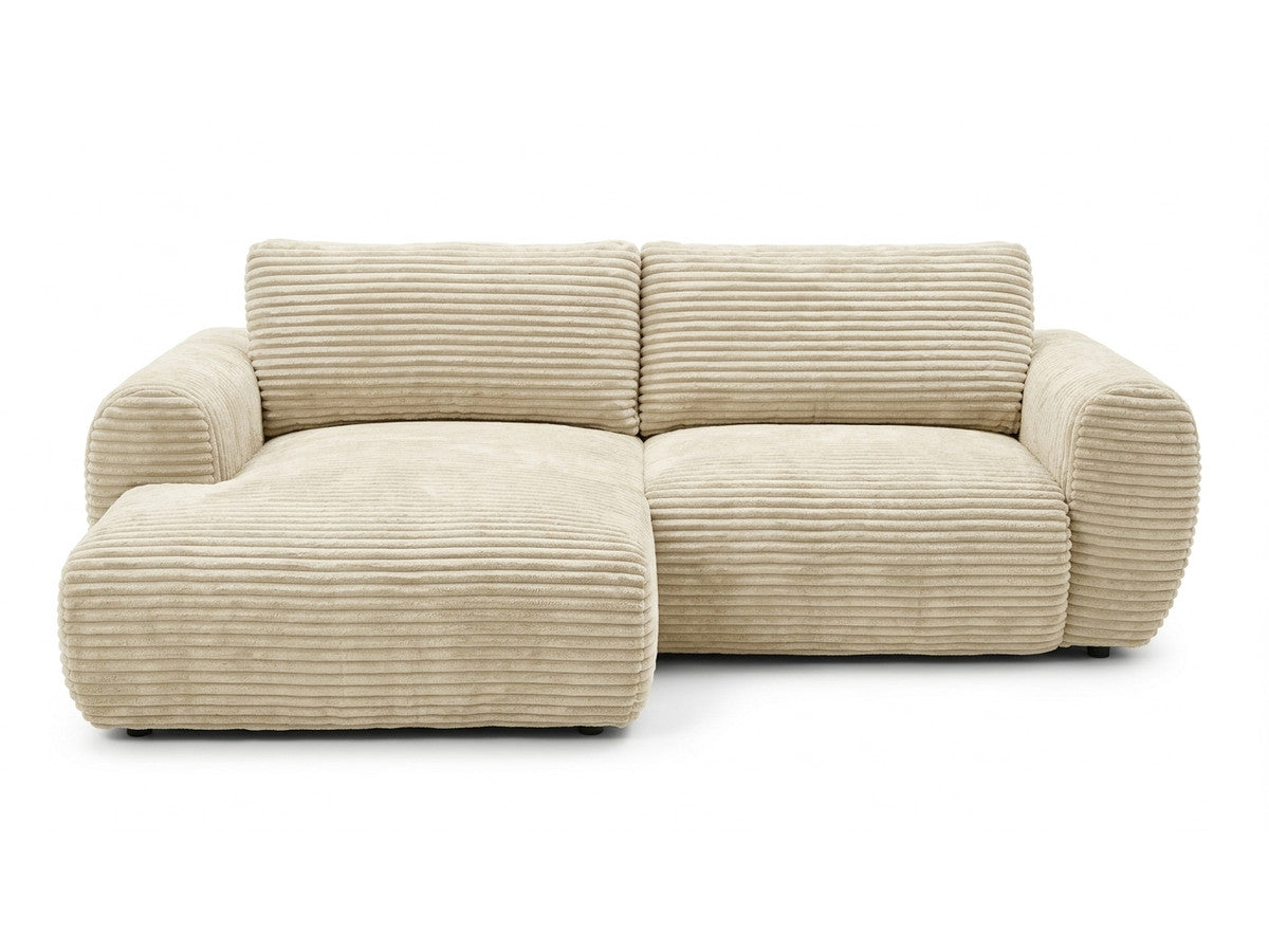 Canapé d'angle compact convertible coffre LUCIEN gros côtelé doux