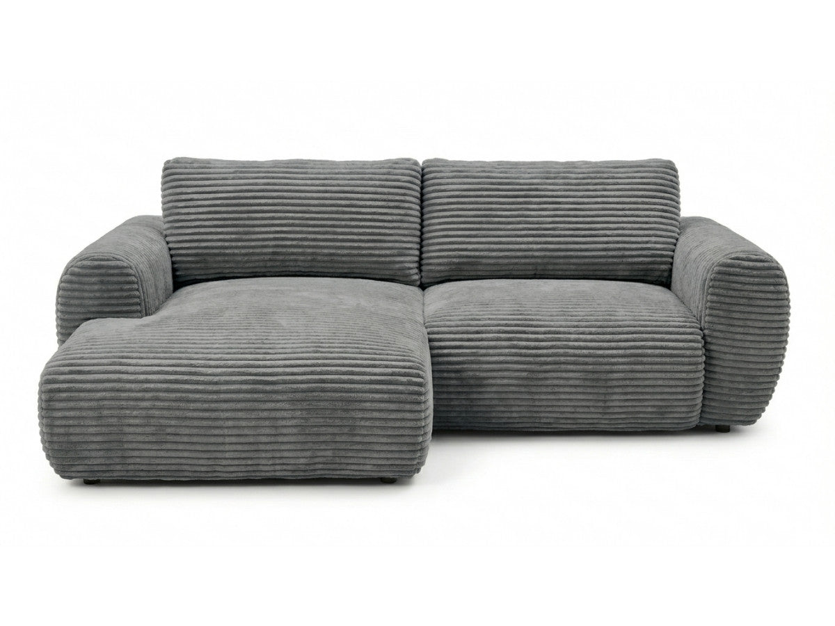Canapé d'angle compact convertible coffre LUCIEN gros côtelé doux