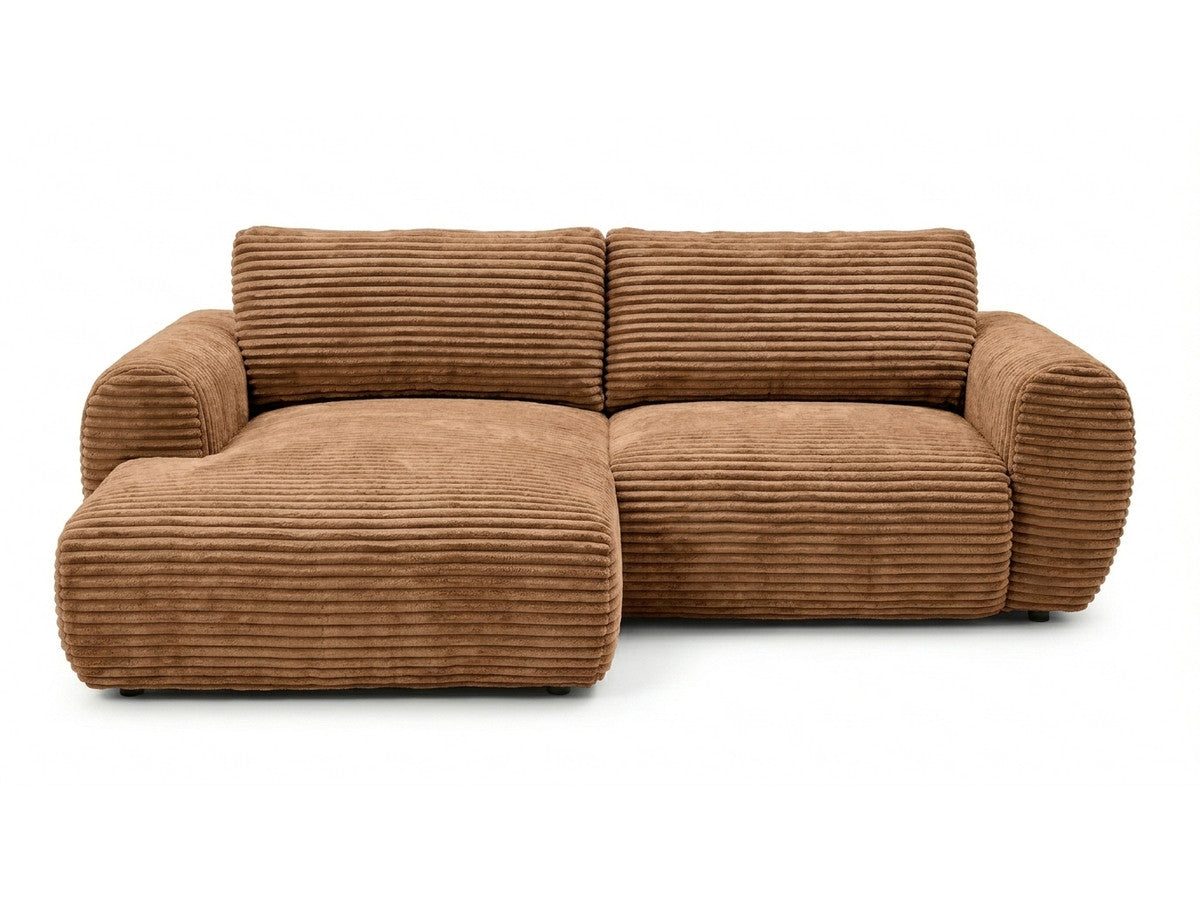 Canapé d'angle compact convertible coffre LUCIEN gros côtelé doux