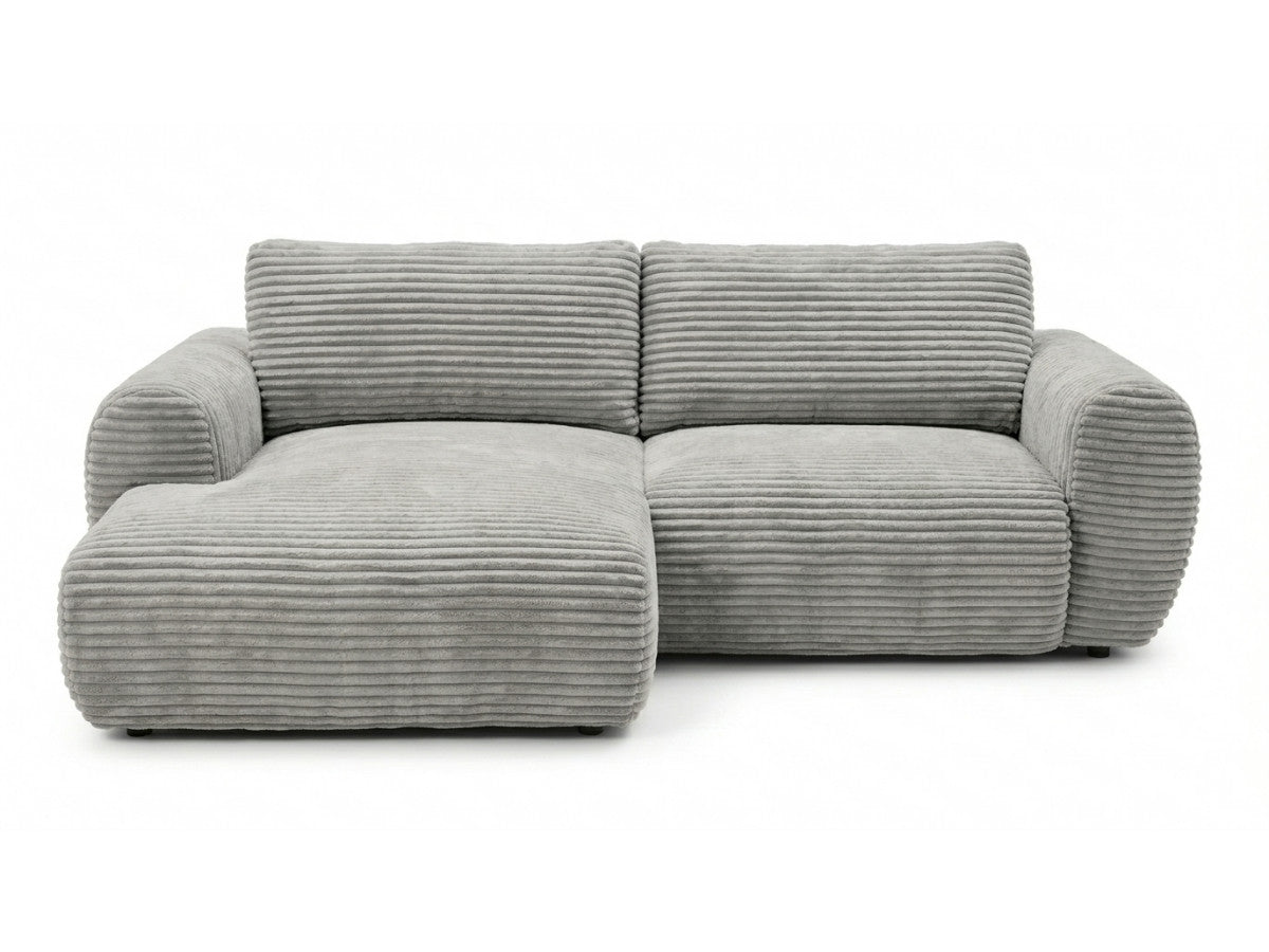 Canapé d'angle compact convertible coffre LUCIEN gros côtelé doux