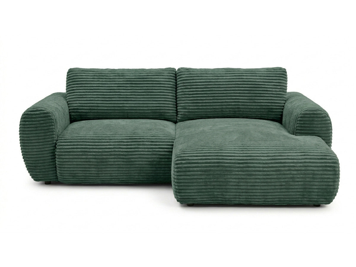 Canapé d'angle compact convertible coffre LUCIEN gros côtelé doux