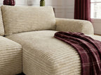 Canapé d'angle compact convertible coffre LUCIEN gros côtelé doux