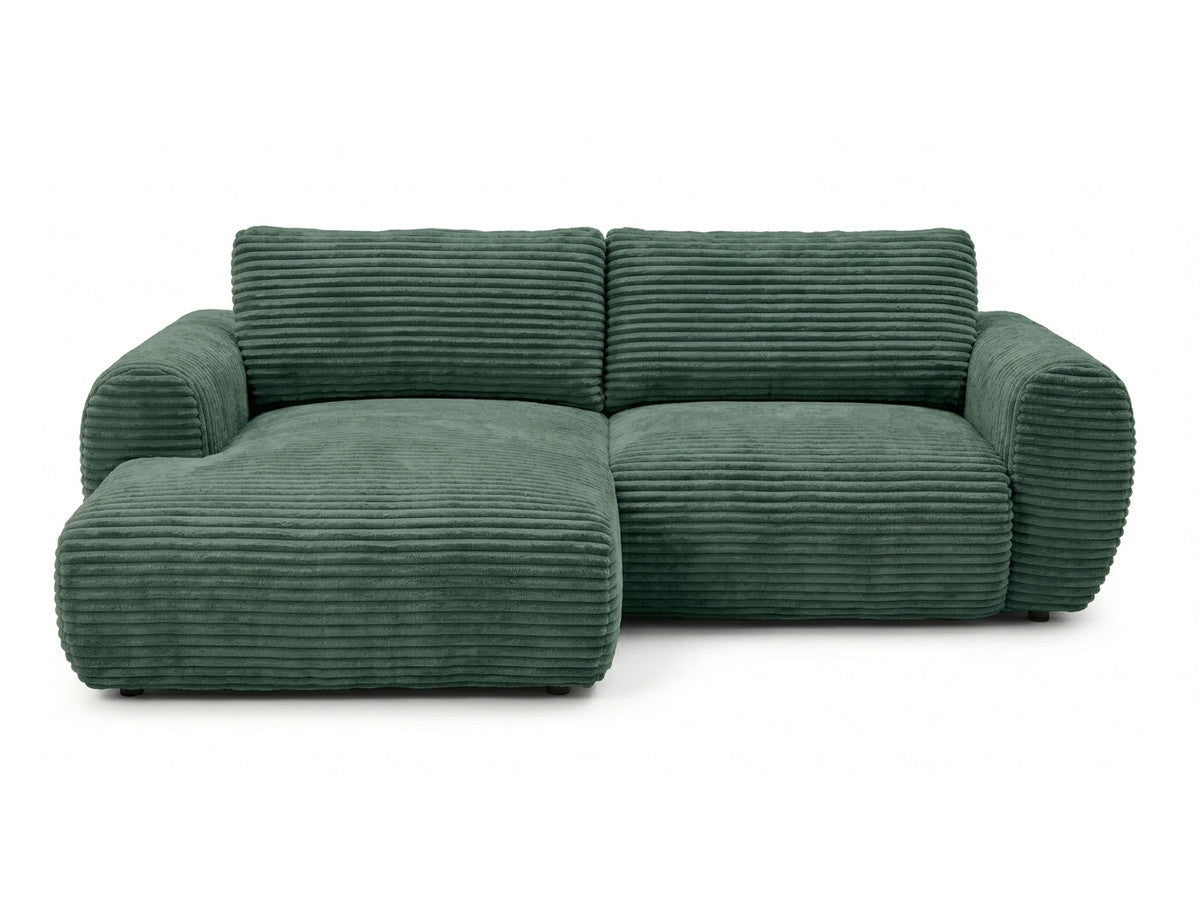 Canapé d'angle compact convertible coffre LUCIEN gros côtelé doux