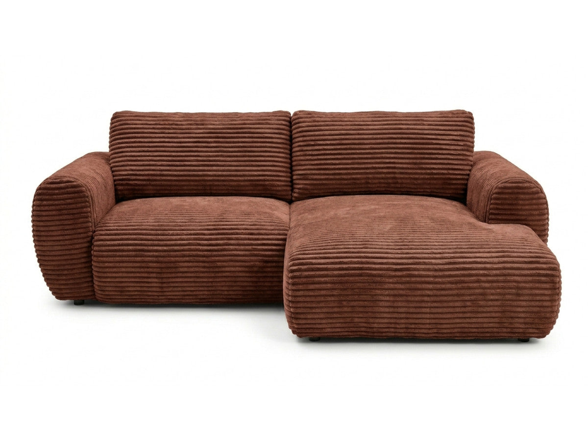 Canapé d'angle compact convertible coffre LUCIEN gros côtelé doux