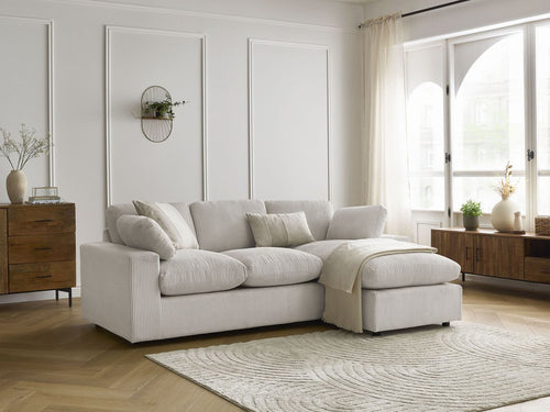 Canapé d'angle fixe compact réversible BELAIR velours côtelé