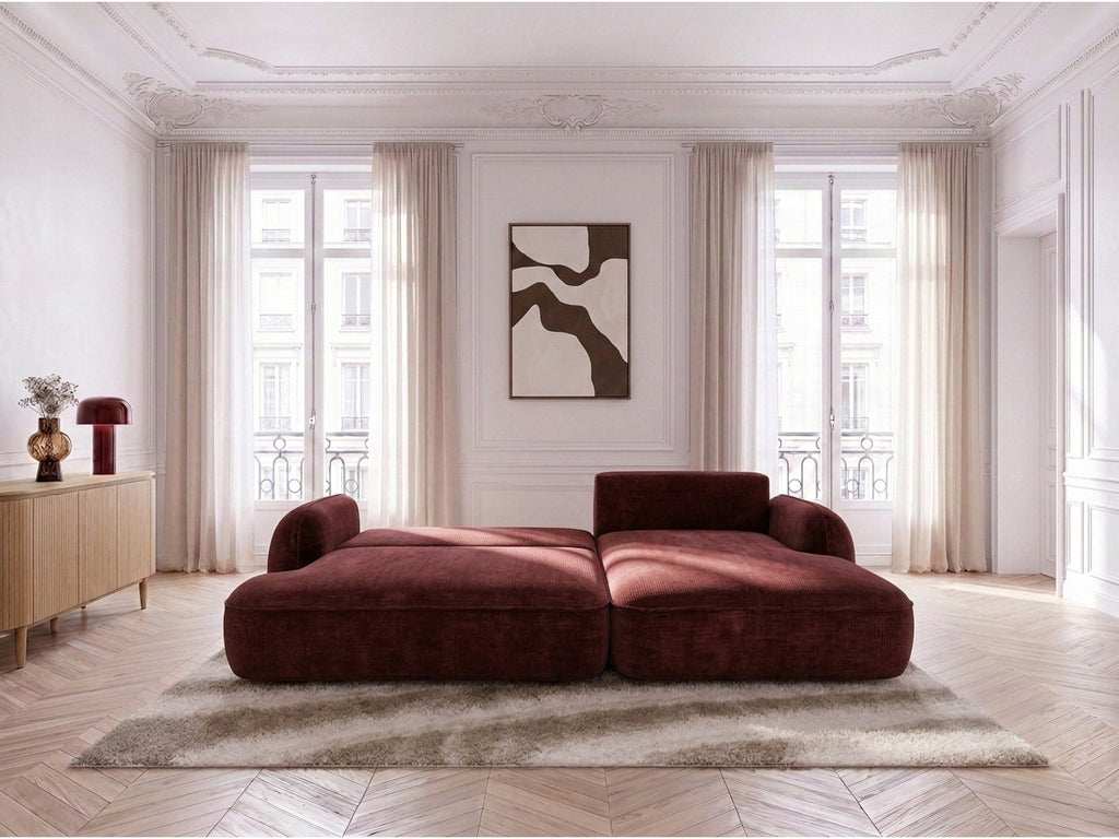 Canapé d'angle convertible CELESTE tissu lisse