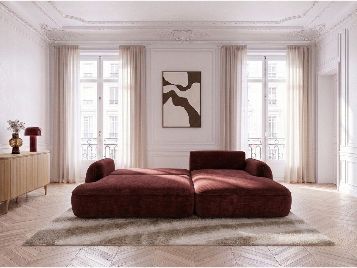 Canapé d'angle convertible CELESTE tissu lisse