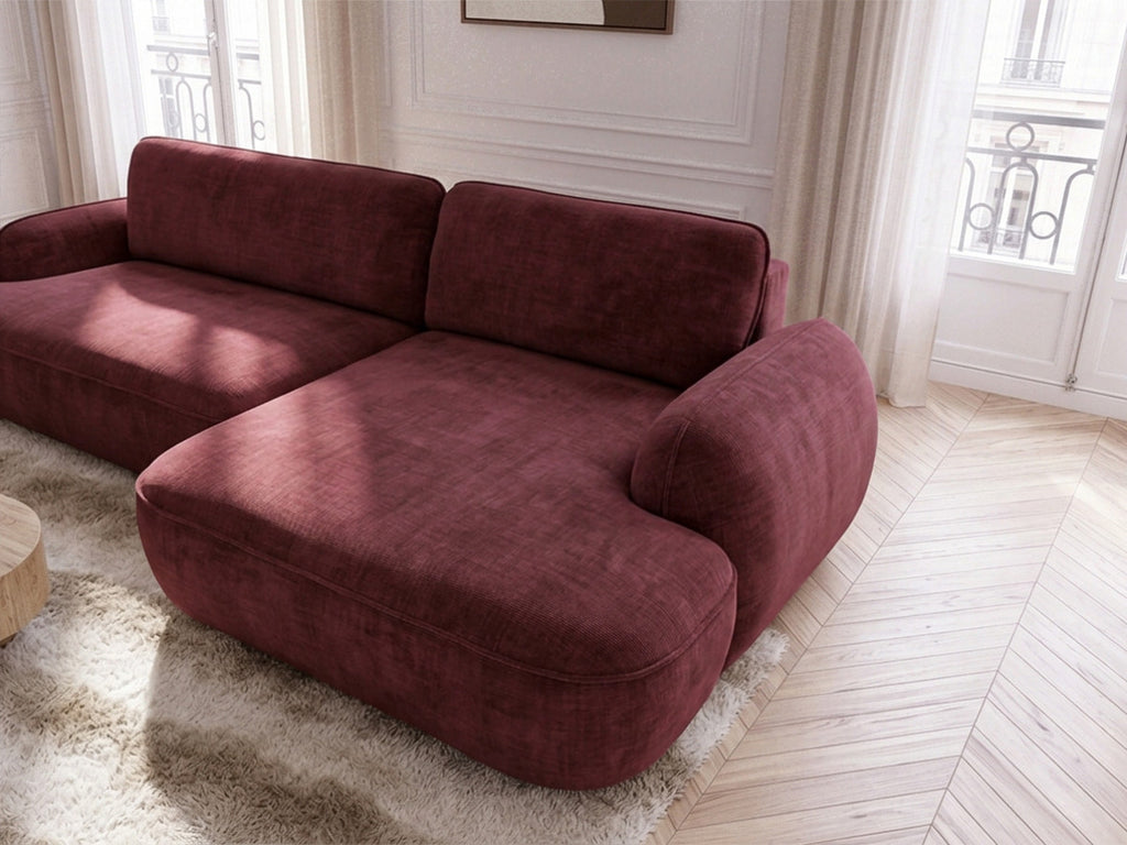 Canapé d'angle convertible CELESTE tissu lisse