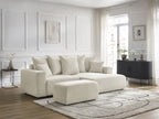 Canapé d'angle convertible coffre ATILLA tissu chiné avec pouf