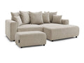 Canapé d'angle convertible coffre ATILLA tissu texturé avec pouf