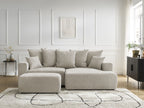 Canapé d'angle convertible coffre ATILLA tissu texturé avec pouf