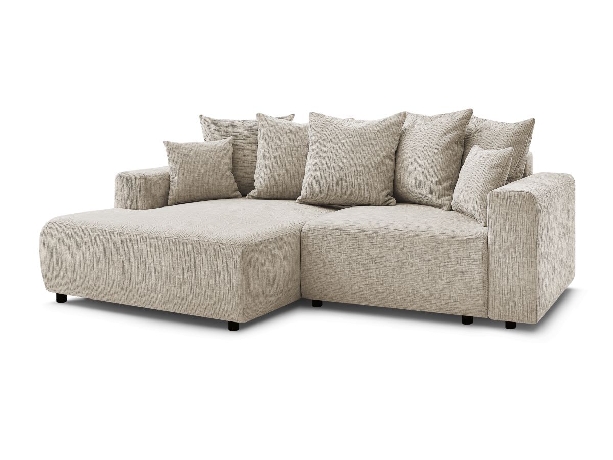 Canapé d'angle convertible coffre ATILLA tissu texturé
