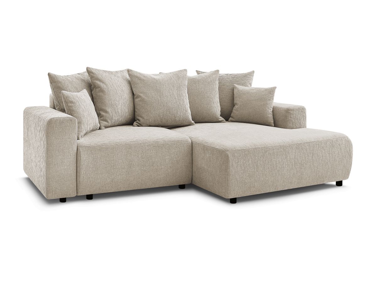 Canapé d'angle convertible coffre ATILLA tissu texturé