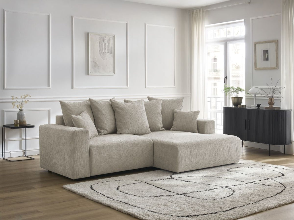 Canapé d'angle convertible coffre ATILLA tissu texturé