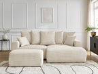 Canapé d'angle convertible coffre ATILLA velours côtelé avec pouf