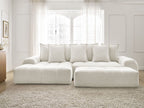 Canapé d'angle convertible coffre EVEREST tissu chiné avec pouf
