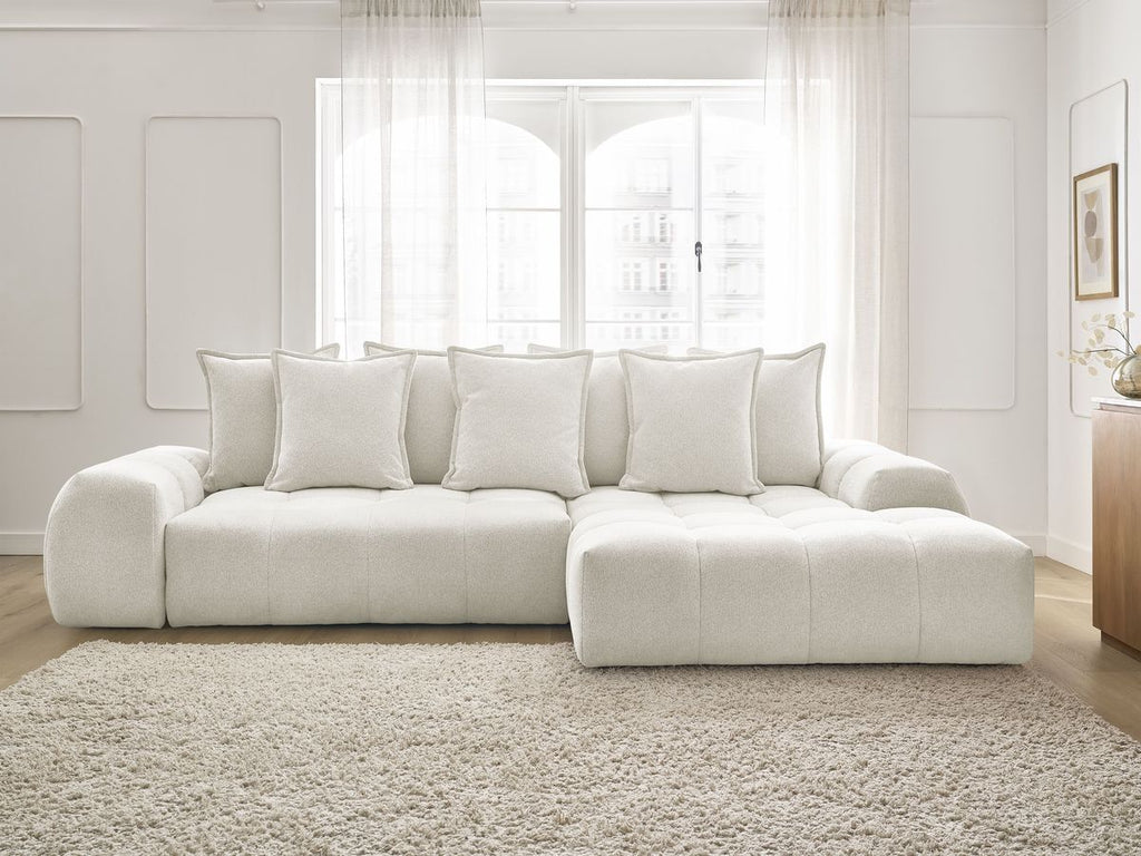 Canapé d'angle convertible coffre EVEREST tissu chiné