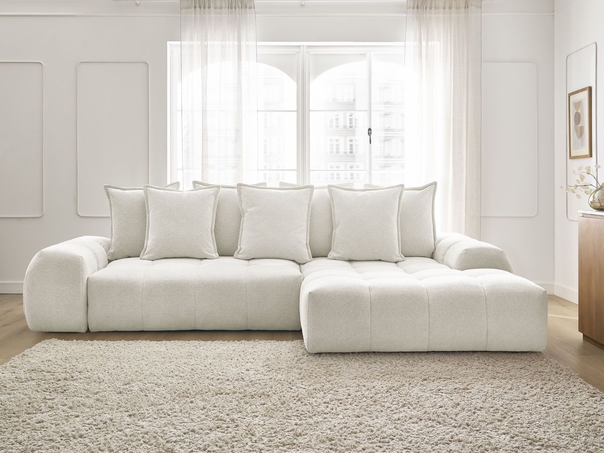 Canapé d'angle convertible coffre EVEREST tissu chiné