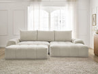 Canapé d'angle convertible coffre EVEREST tissu texturé avec pouf