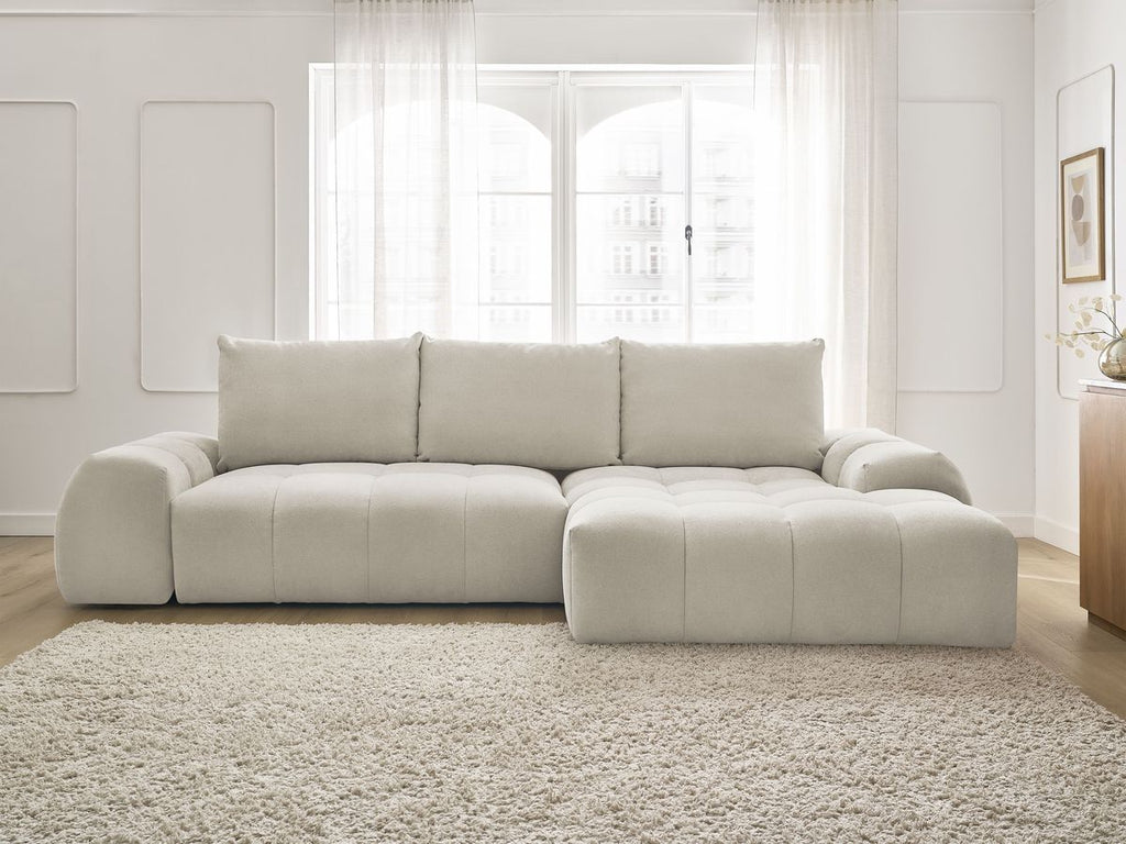 Canapé d'angle convertible coffre EVEREST tissu texturé