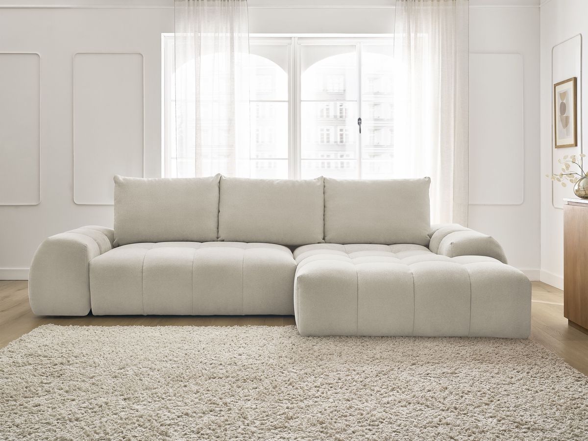 Canapé d'angle convertible coffre EVEREST tissu texturé